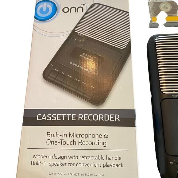 Onn cassette recorder built in speaker mic and sealed cassette. Box included - Picture 2 of 8